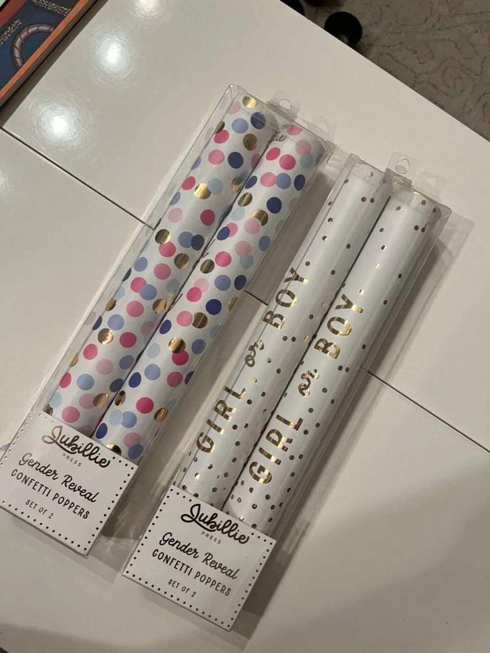Girl Gender Reveal Confetti Poppers (Includes FOUR)